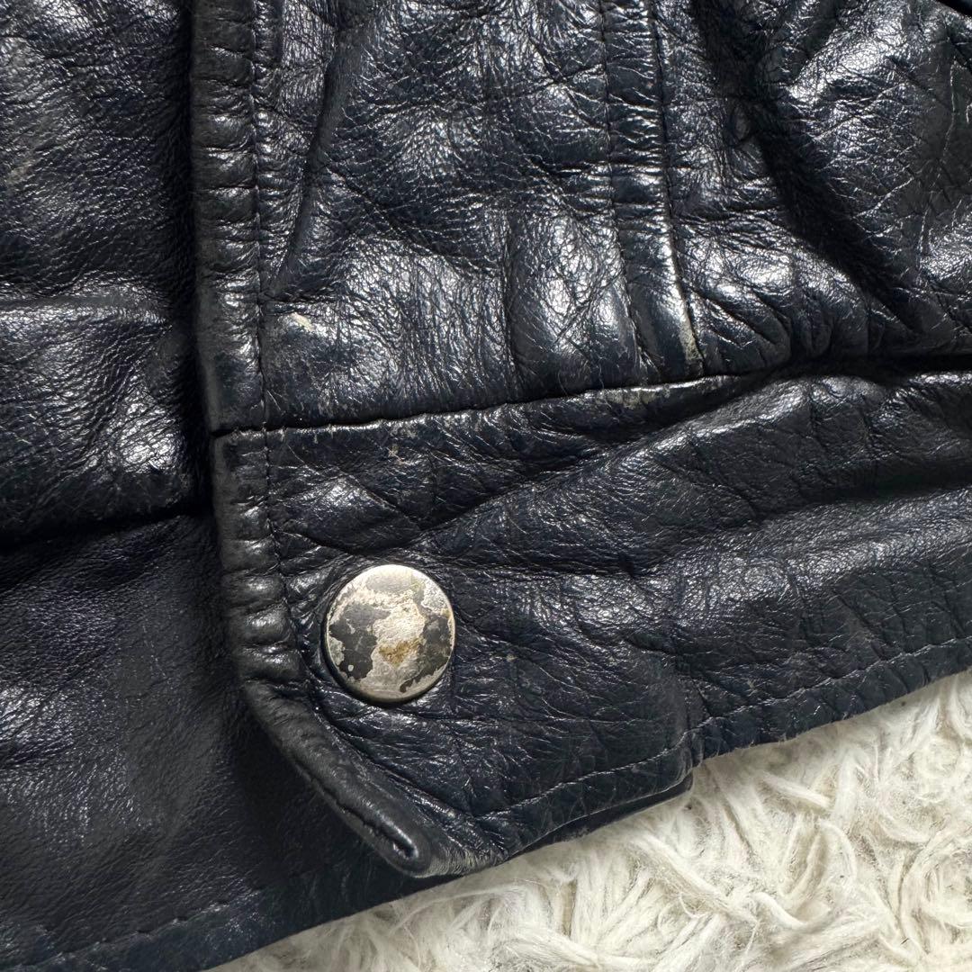 St.Michael 本革 フライトジャケット レザージャケット 裏地ネイビー