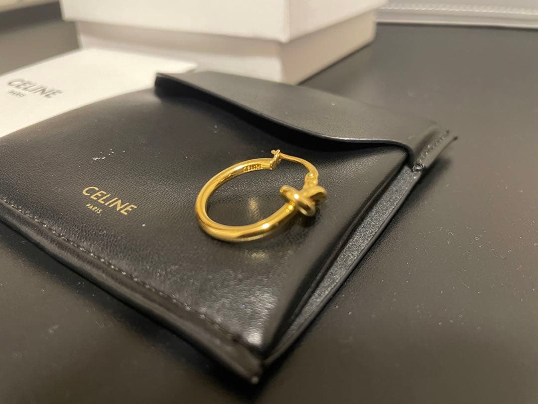 CELINE ノット スモールフープ ゴールド 片耳 ピアス