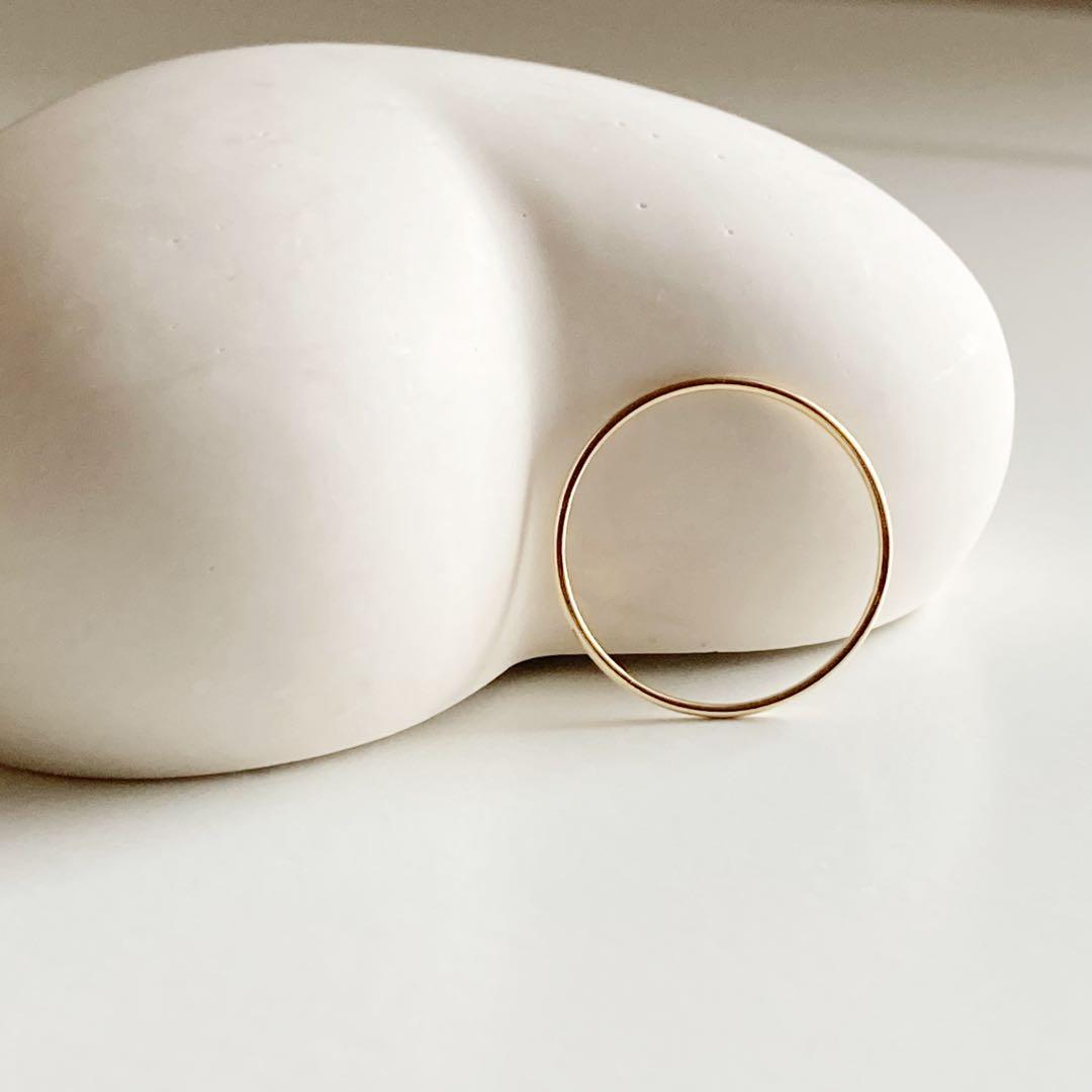 新品 日本製 高品質 18金 k18 華奢 リング 15号