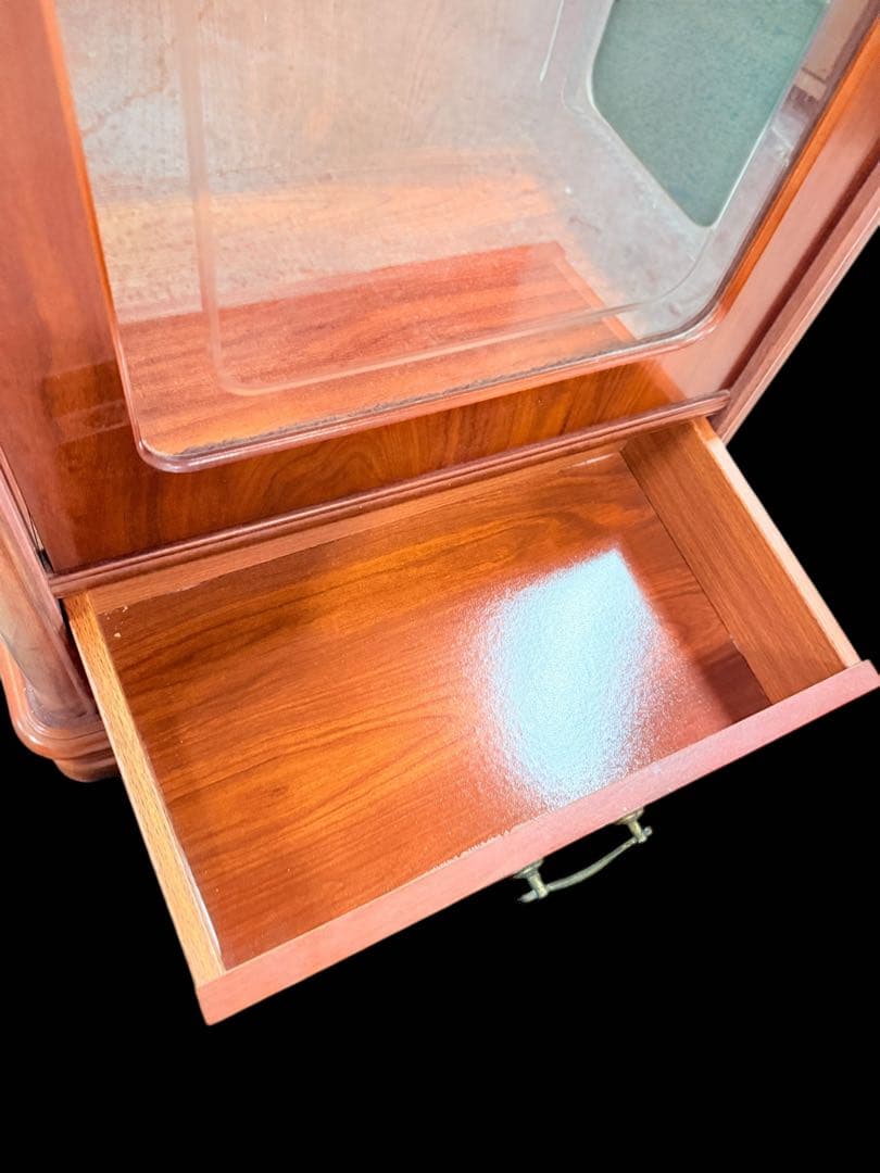 【象嵌】アンティーク ガラスキャビネット 飾り棚 イタリア ヴィンテージ レア