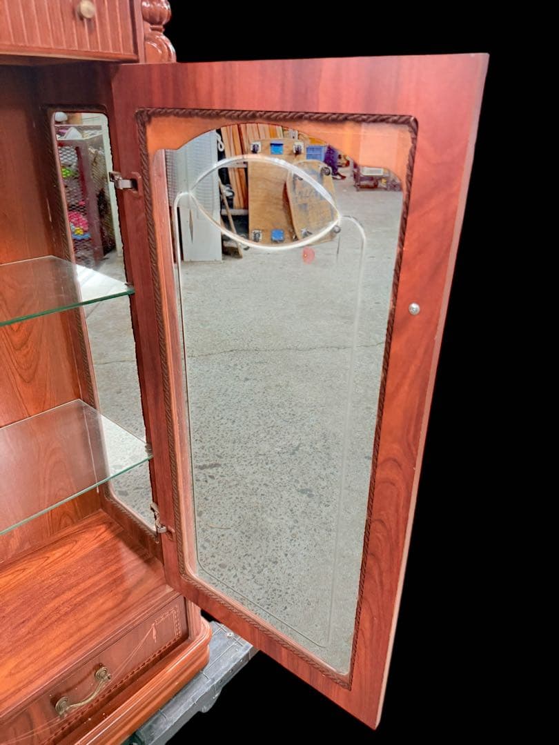 【象嵌】アンティーク ガラスキャビネット 飾り棚 イタリア ヴィンテージ レア