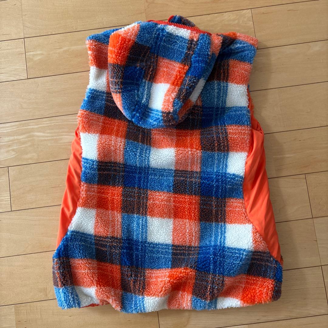 新品　ロサーセン　フリース フード付き　ベスト　M オレンジ　ブルー　ホワイト