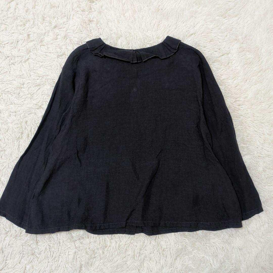 ネストローブ リネン100 襟付き ボタンブラウス フリー