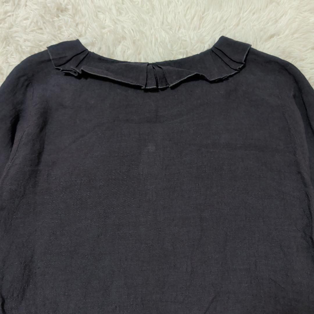 ネストローブ リネン100 襟付き ボタンブラウス フリー