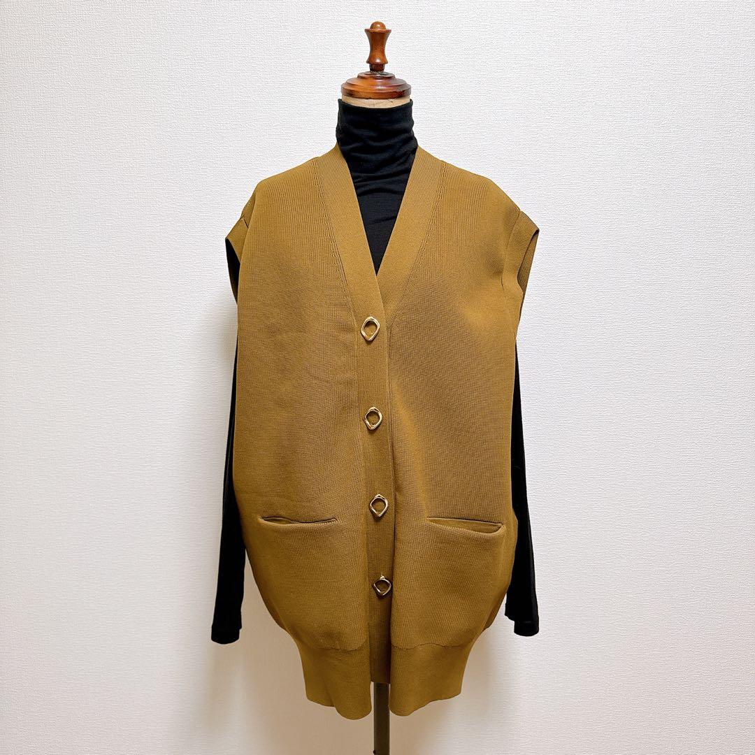 【アダムエロペ】ミドルニットジレ　ブラウン