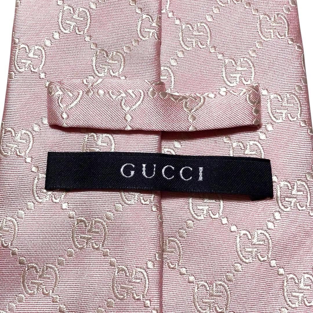 【美品】グッチ GG柄 イタリア製 シルク100% ピンク GUCCI ネクタイ
