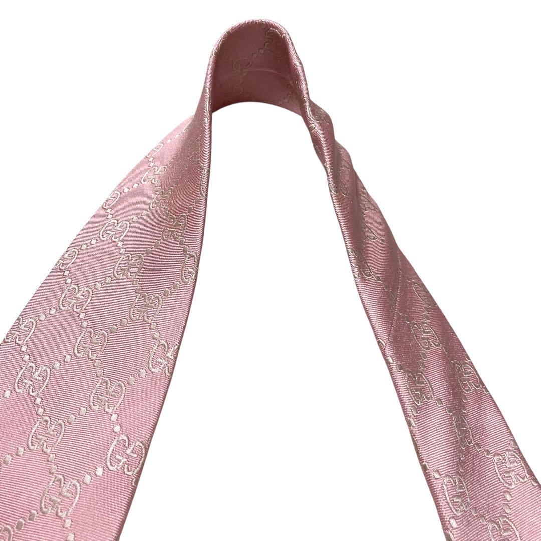 【美品】グッチ GG柄 イタリア製 シルク100% ピンク GUCCI ネクタイ