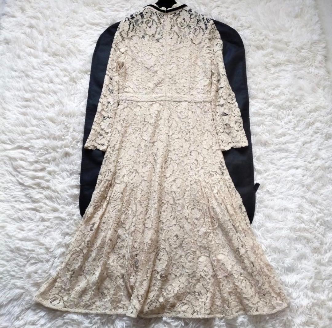 セルフォード ボウタイレースロングスリーブマキシワンピース ベージュ　36