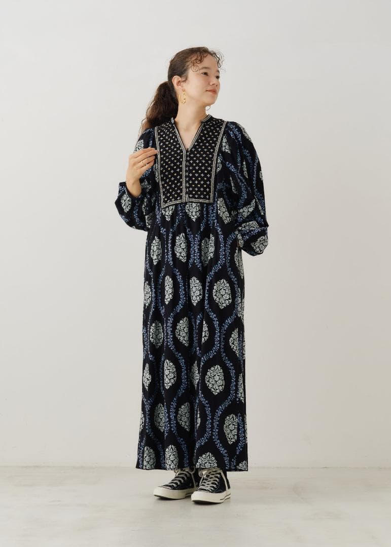 ワンピース ne Quittez pas Crimp Cotton Flower Print