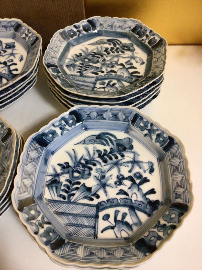 染付 盛出皿20客セット 木箱付き