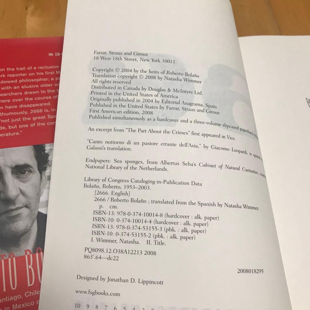 洋書　2666 Roberto bolano ロベルト・ボラーニョ　FSG