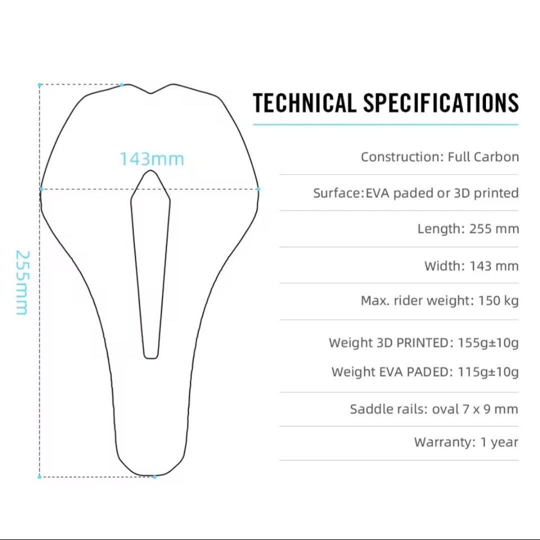 【中古品】RYET 3Dプリント カーボンサドル