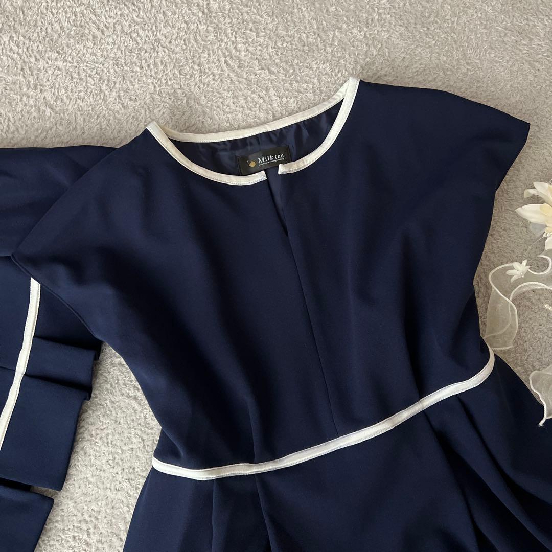 美品✨授乳服　マタニティ　Milk tea ネイビー ワンピーススーツM
