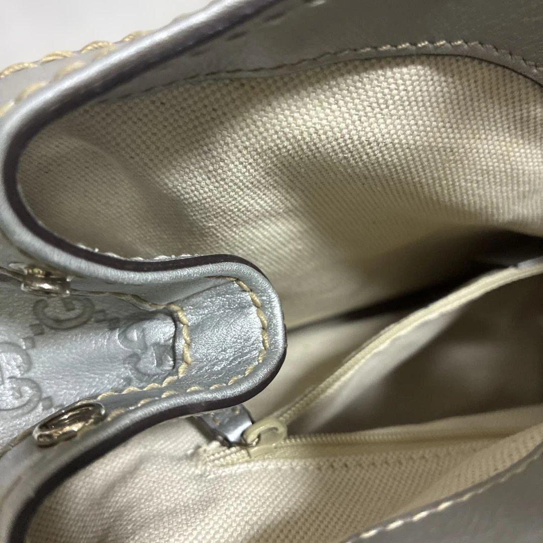 GUCCI / グッチシマ GG柄 スーキー トートバッグ レザー シルバー