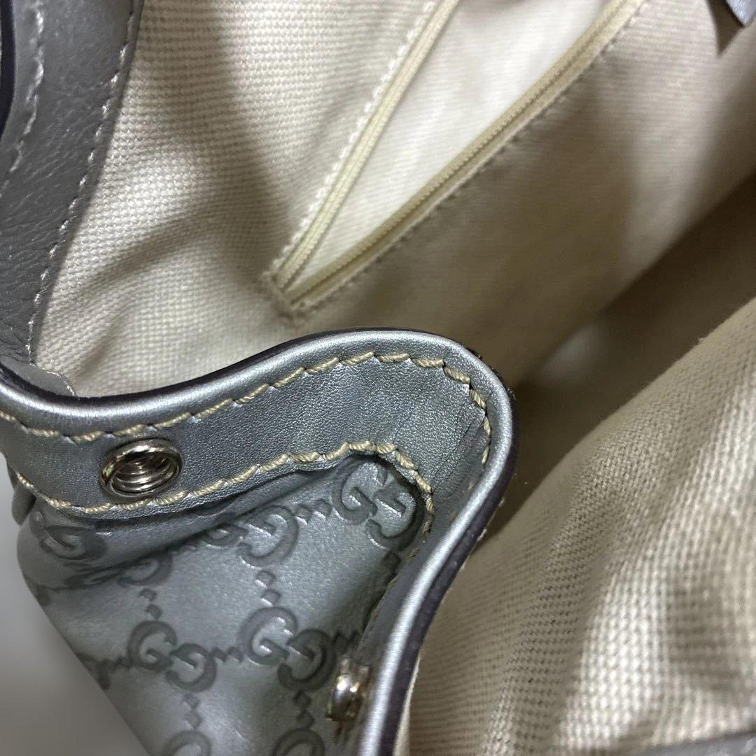 GUCCI / グッチシマ GG柄 スーキー トートバッグ レザー シルバー