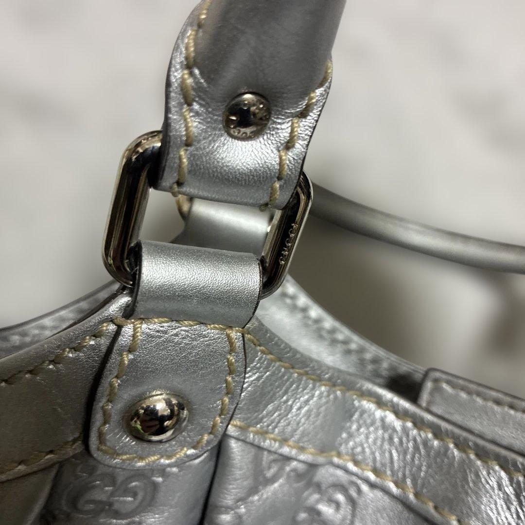 GUCCI / グッチシマ GG柄 スーキー トートバッグ レザー シルバー