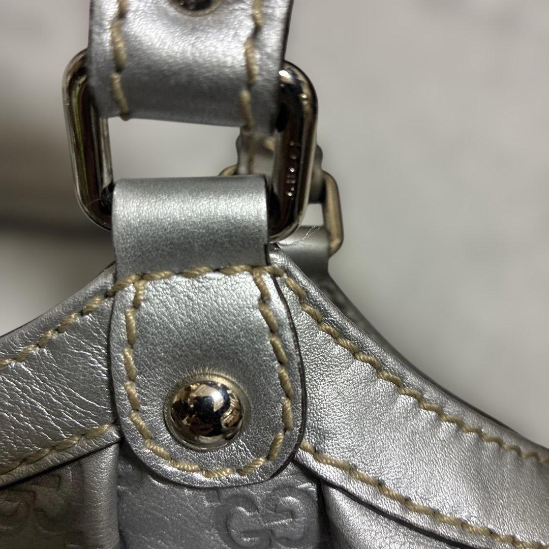 GUCCI / グッチシマ GG柄 スーキー トートバッグ レザー シルバー