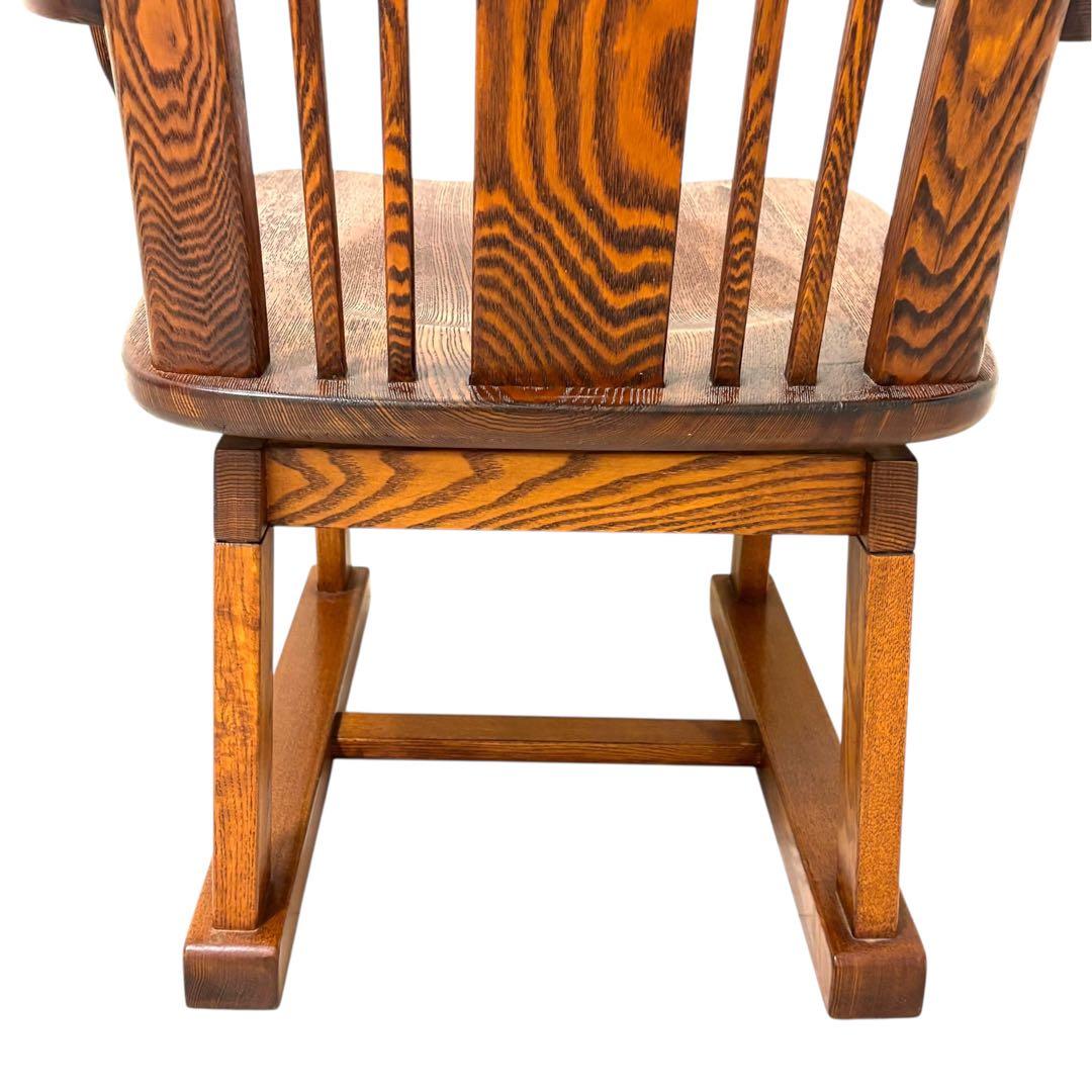 【美品】民芸家具 博永 肘付き椅子 アームチェア 無垢材 高級 定価8.8万①