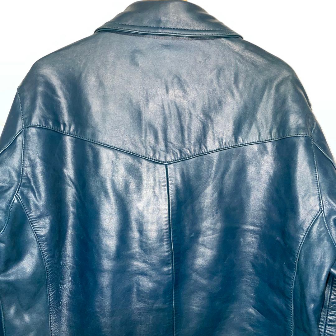 【Haruf】ターコイズ ホースハイドレザートラッカージャケット ライダース