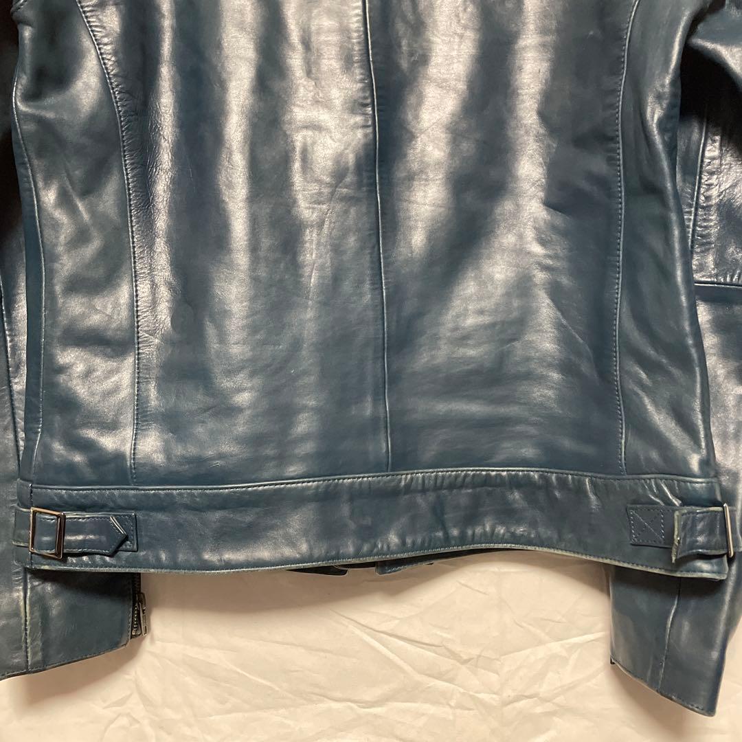 【Haruf】ターコイズ ホースハイドレザートラッカージャケット ライダース