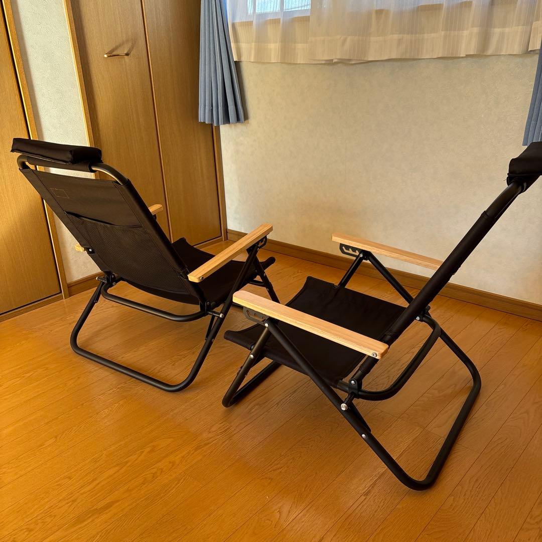黒い折りたたみ式アウトドアチェア2脚セット