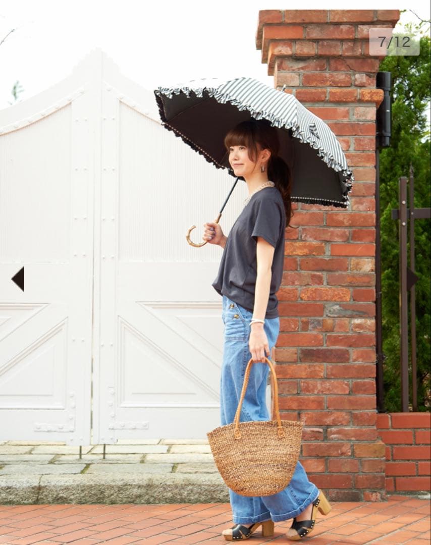 サンバリア 100♡日傘・Mサイズフリルストライプ