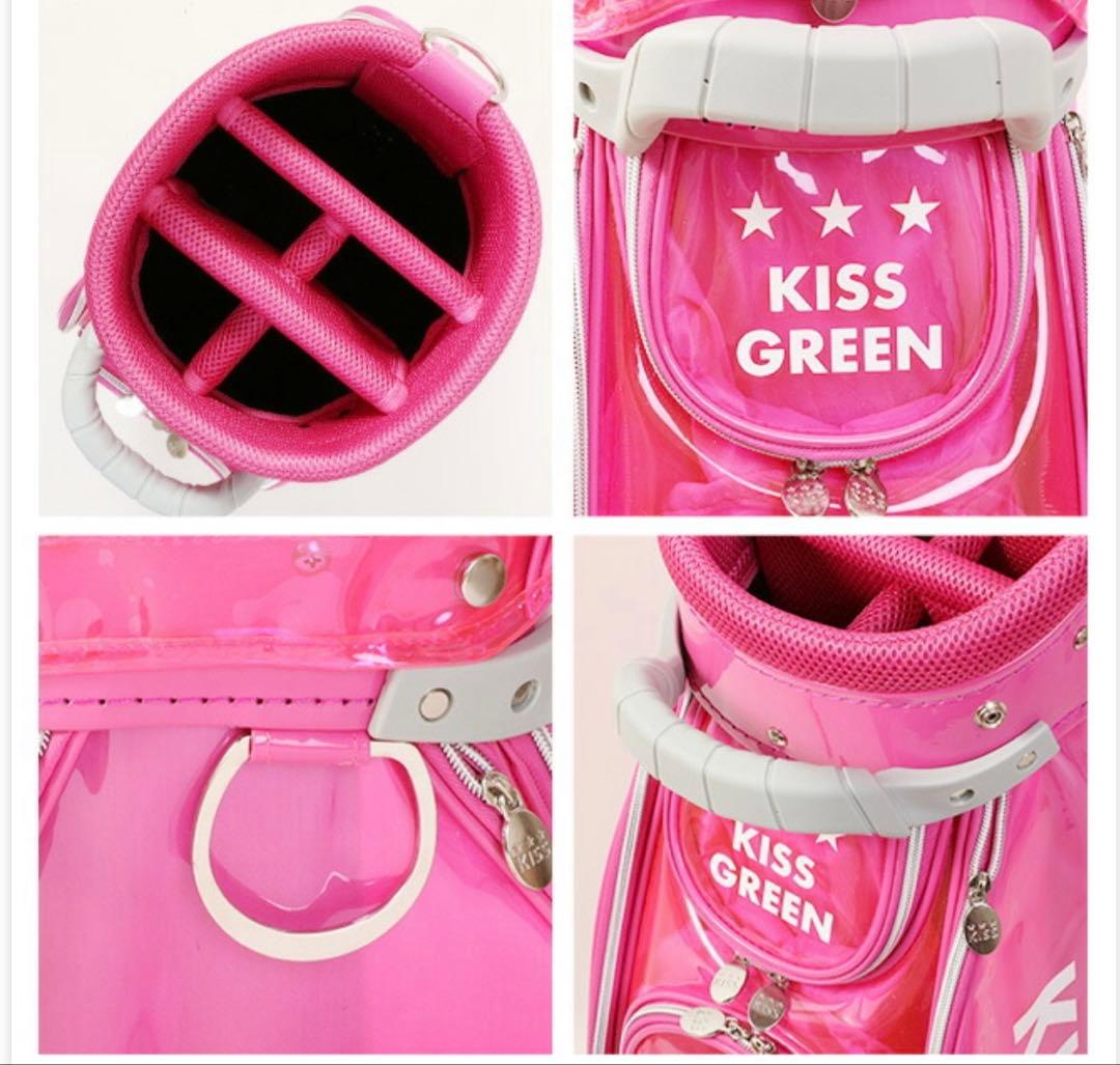 新品 キスオンザグリーン キャスター付きキャディバッグ クリアピンク