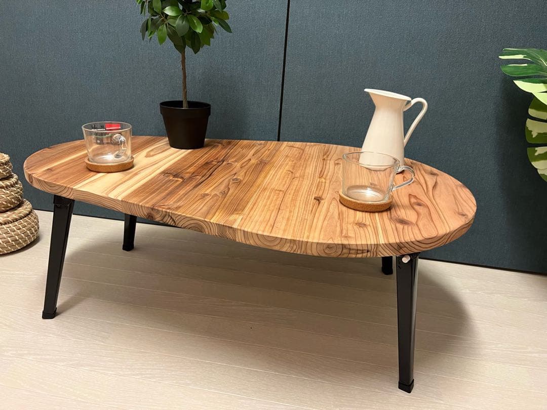 【送料無料】 ローテーブル だるま形 90cm 60cm 杉 折りたたみ脚