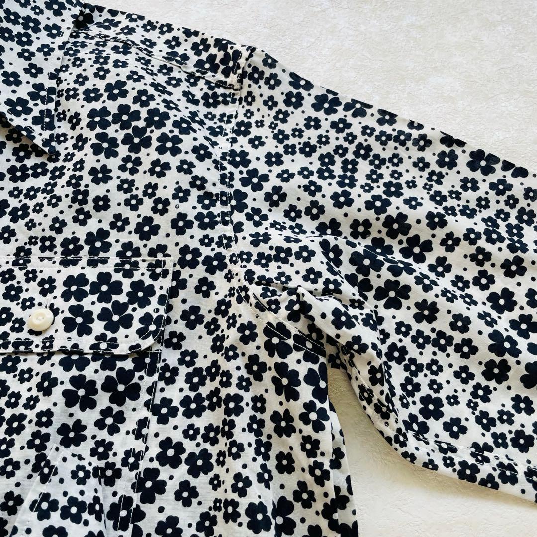 未使用に近い✴︎Madisonblue ハンプトン 花柄 シャツ モノトーン 綿