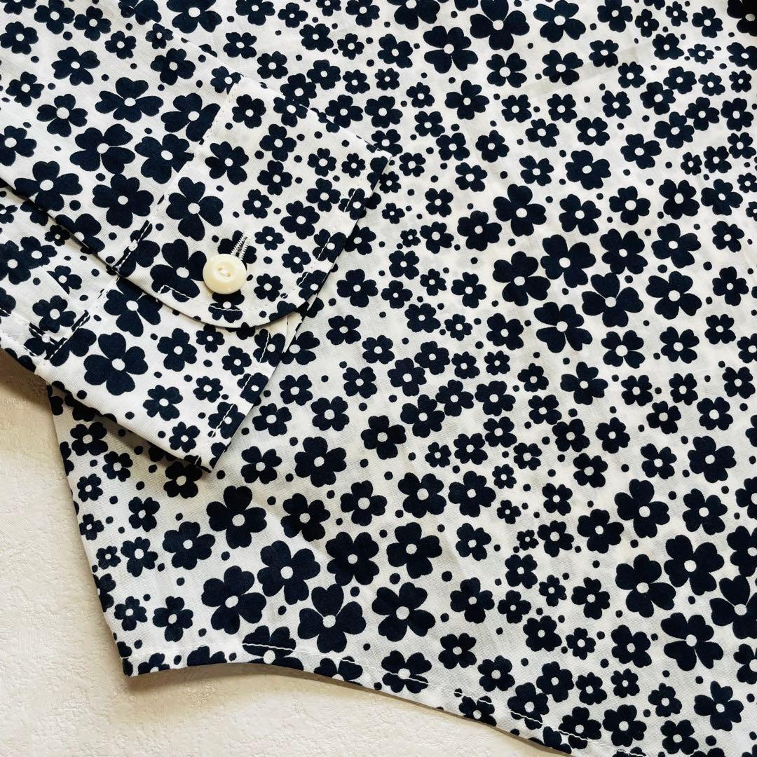 未使用に近い✴︎Madisonblue ハンプトン 花柄 シャツ モノトーン 綿