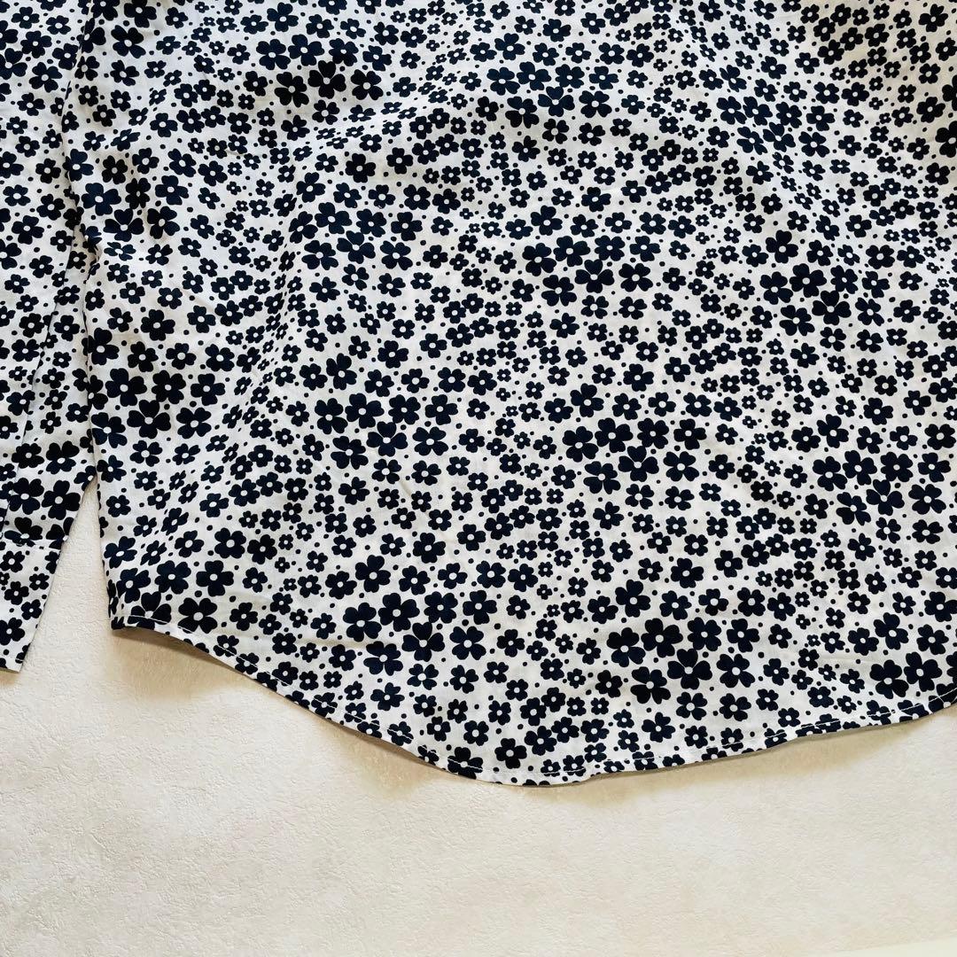 未使用に近い✴︎Madisonblue ハンプトン 花柄 シャツ モノトーン 綿