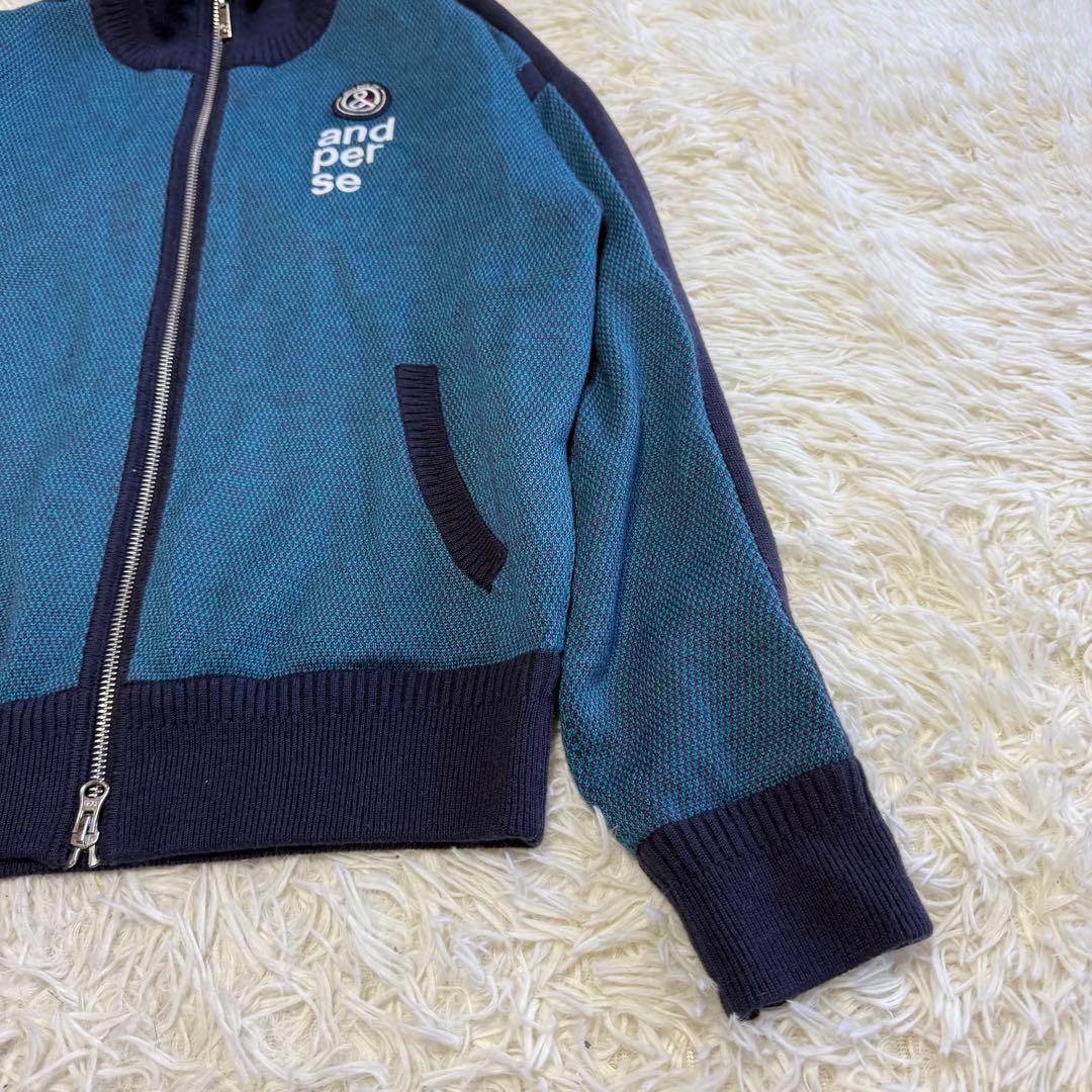 【アンパスィ】美品 ジップジャケット ニット 裏地付き Mサイズ レディース