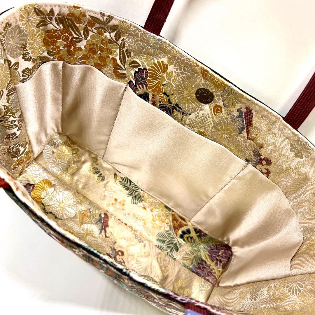 24時間以内発送　高級中古袋帯使用　　　　　　 手作り　Lサイズ 手さげ2752