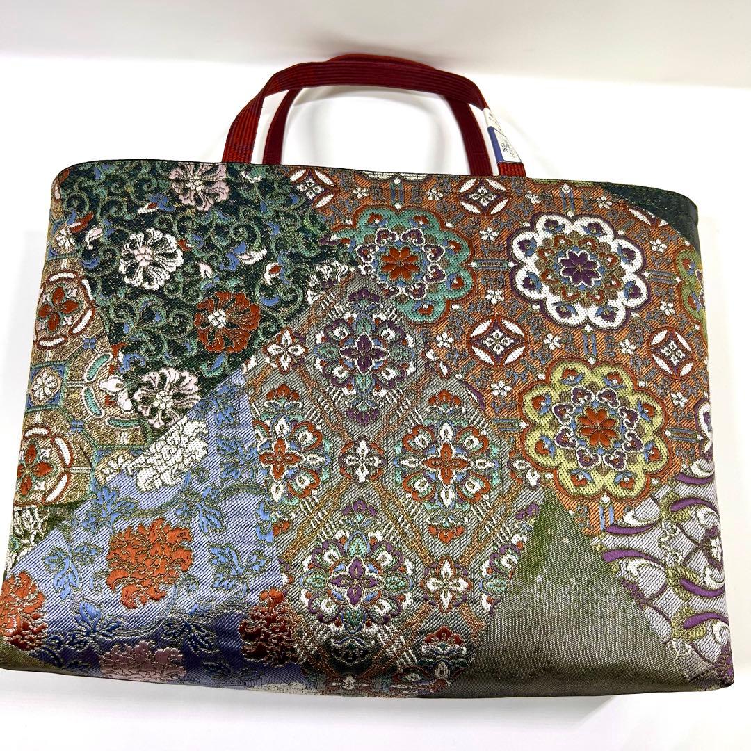 24時間以内発送　高級中古袋帯使用　　　　　　 手作り　Lサイズ 手さげ2752