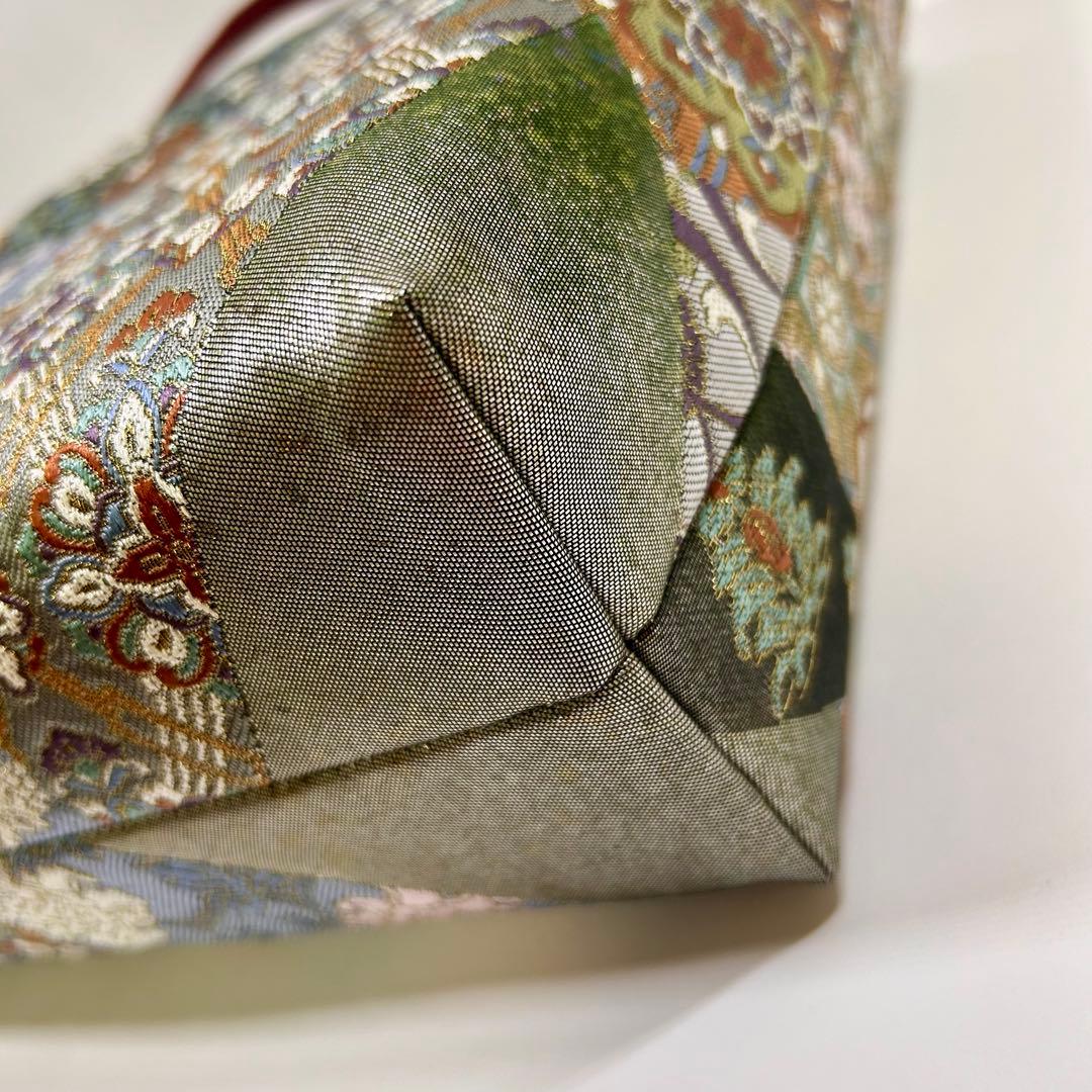 24時間以内発送　高級中古袋帯使用　　　　　　 手作り　Lサイズ 手さげ2752