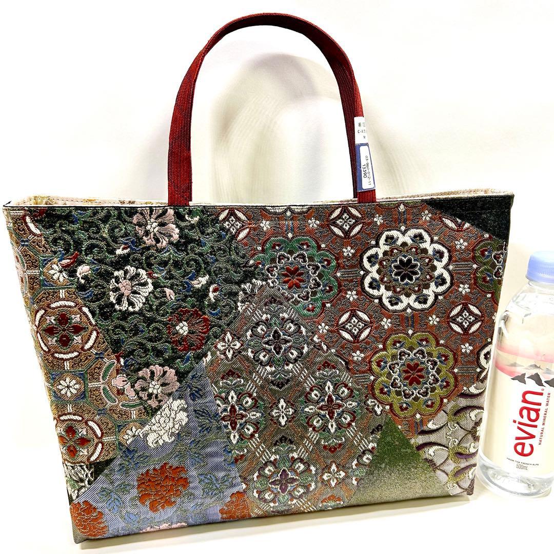 24時間以内発送　高級中古袋帯使用　　　　　　 手作り　Lサイズ 手さげ2752