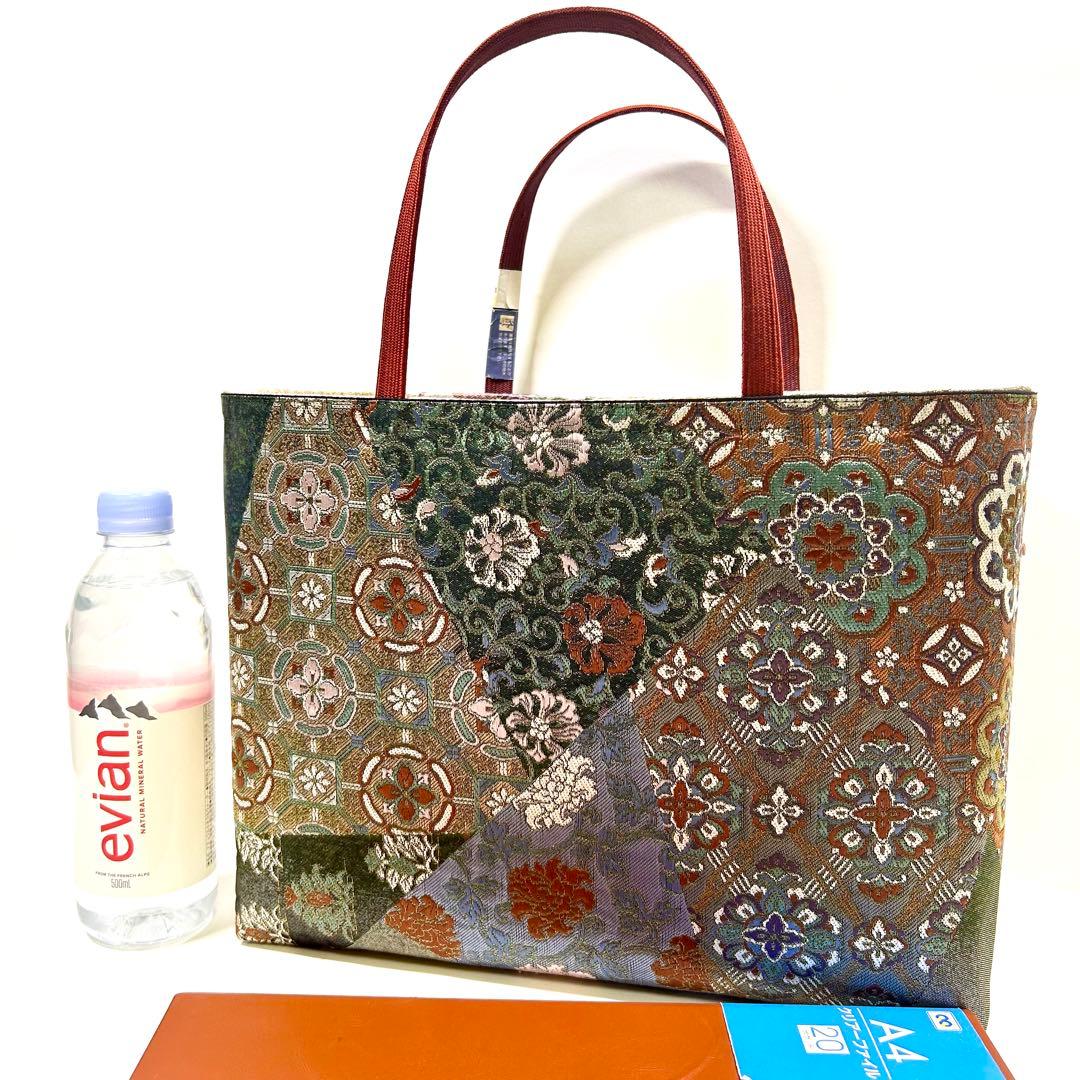 24時間以内発送　高級中古袋帯使用　　　　　　 手作り　Lサイズ 手さげ2752