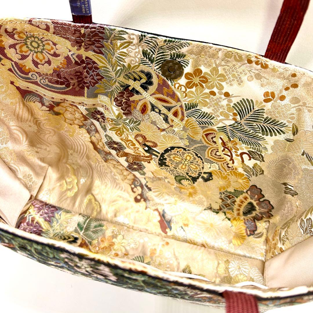 24時間以内発送　高級中古袋帯使用　　　　　　 手作り　Lサイズ 手さげ2752