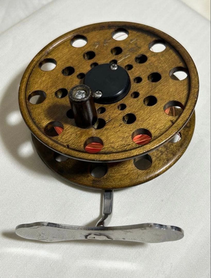 良品　宇崎日新　NISSIN　釣竿　黒鯛　チヌ用　天然木リール　糸　取説有り