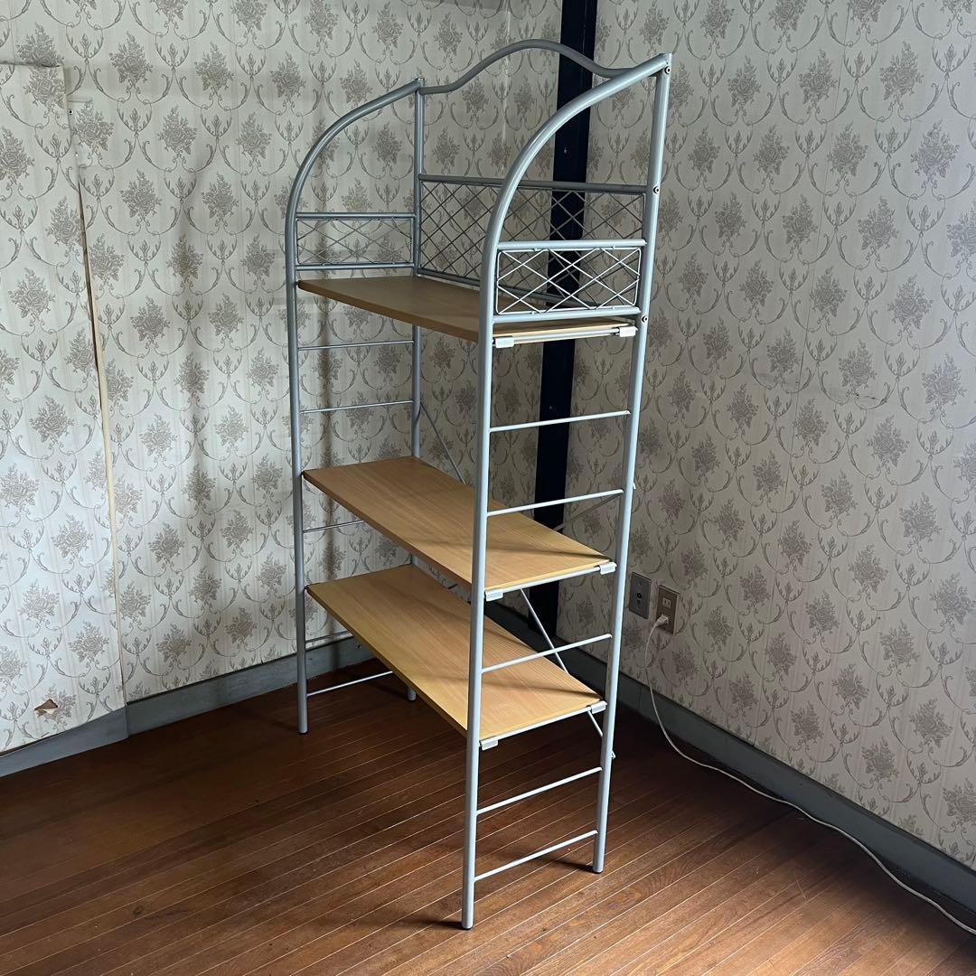 【中古品】アイアンフレーム ユニットシェルフ オープンラック 飾り棚 木天板