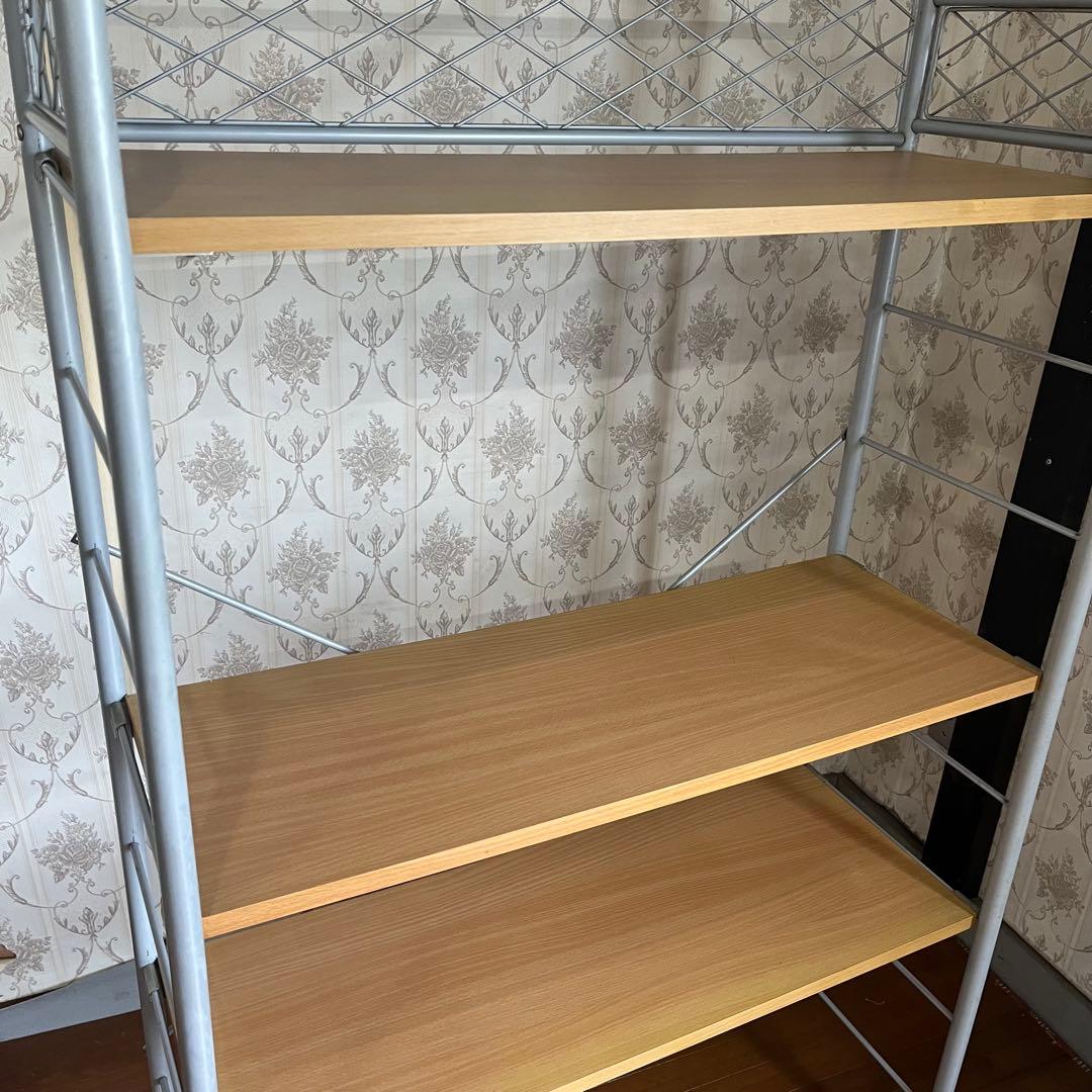 【中古品】アイアンフレーム ユニットシェルフ オープンラック 飾り棚 木天板