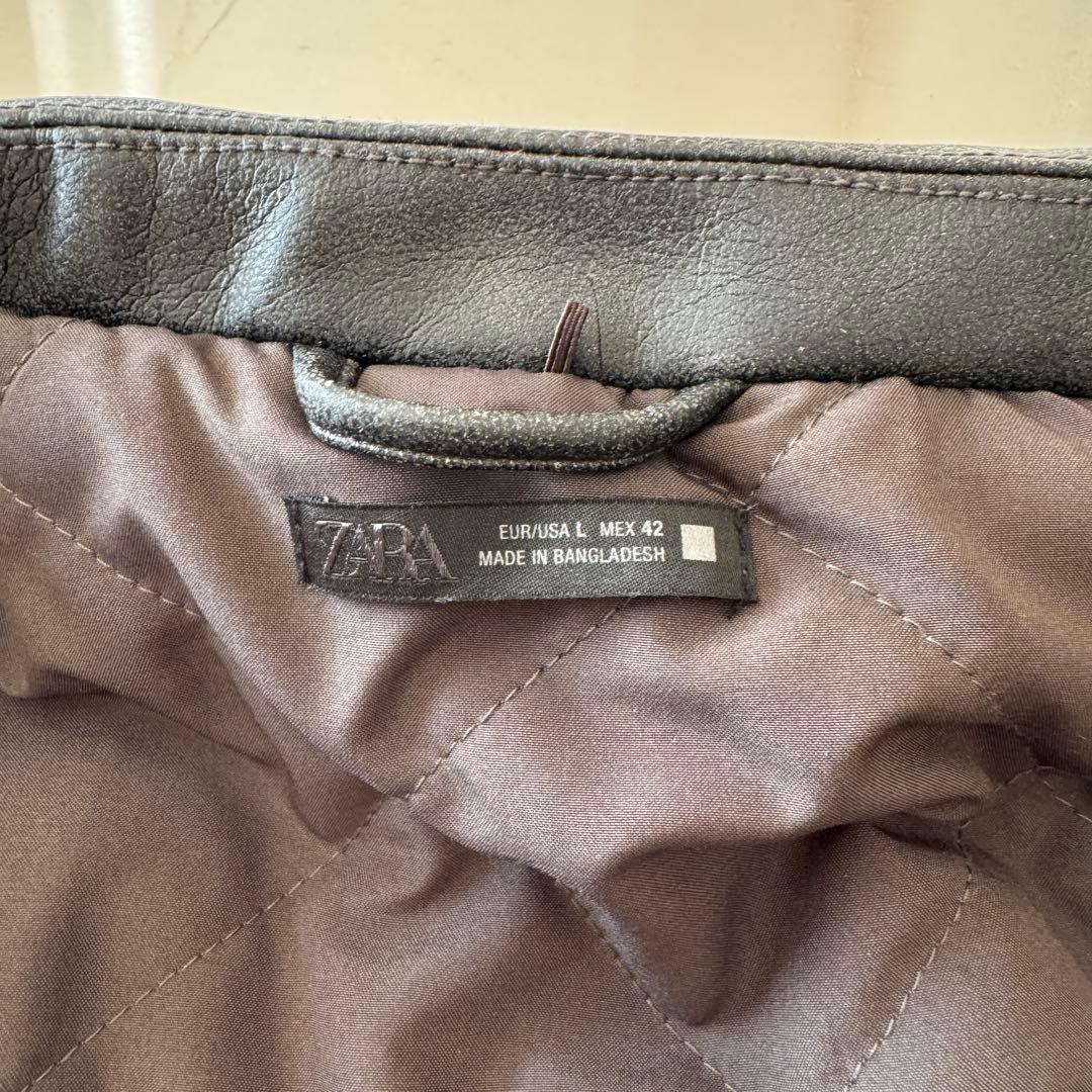ZARA 取り外し可能な襟付きフェイクレザージャケット L