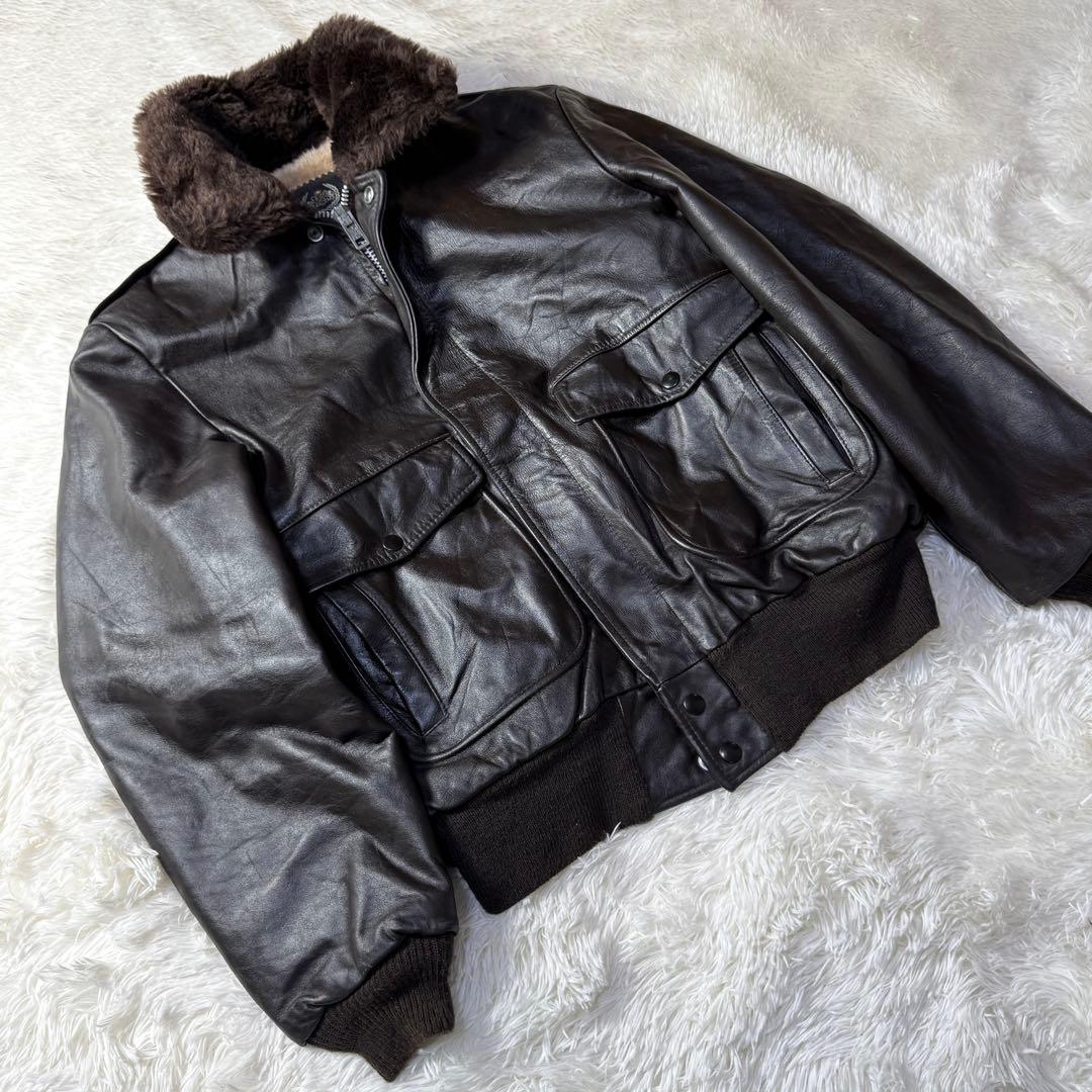 【美品】USA製 vintage G-1 レザーフライトジャケット L 肉厚