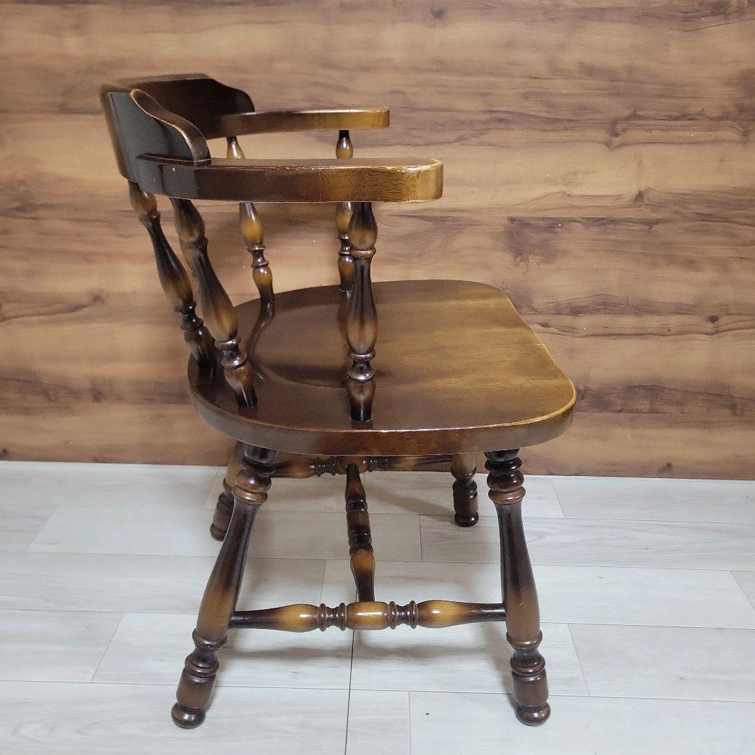 飛騨産業 キツツキマーク 昭和レトロ アームチェア 木製③