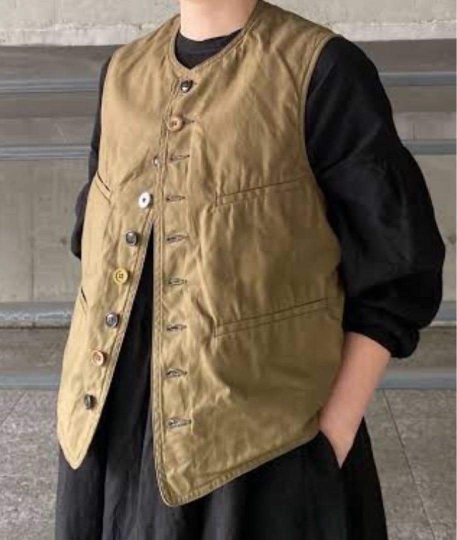 45R45rpm 薄バックサテン　908ベスト　インディゴ　新品未使用タグ付