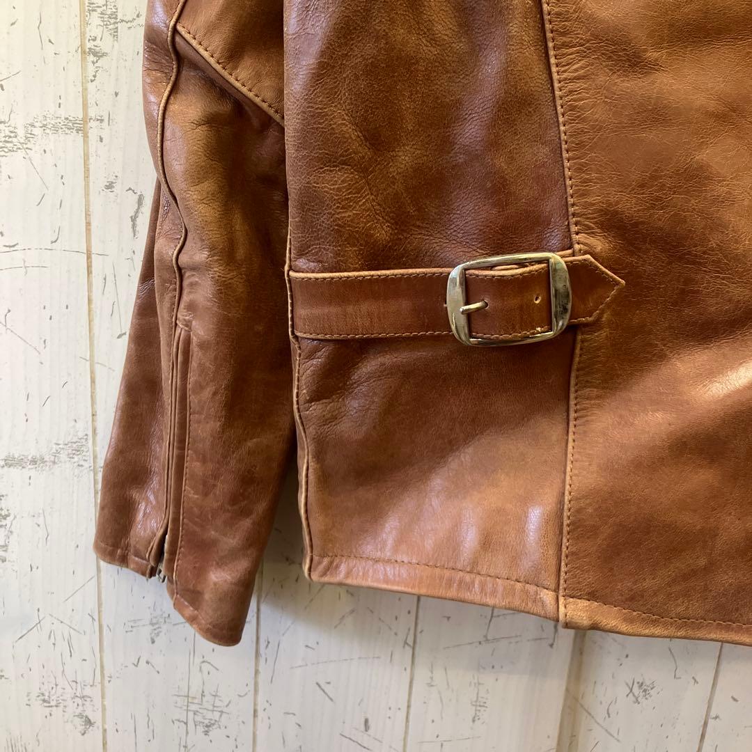6.23 フリーダム レザーライダースジャケット ゴートレザー シングル 茶色