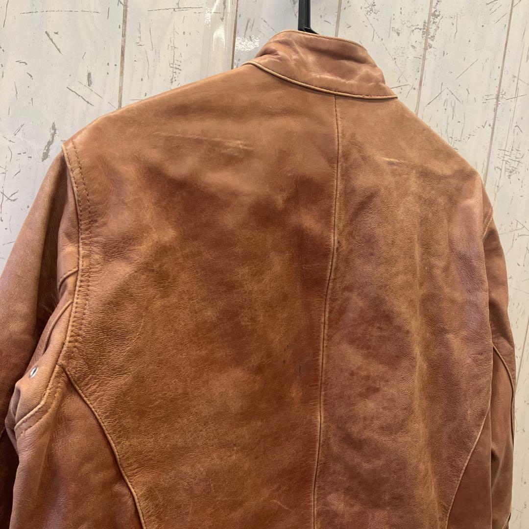 6.23 フリーダム レザーライダースジャケット ゴートレザー シングル 茶色