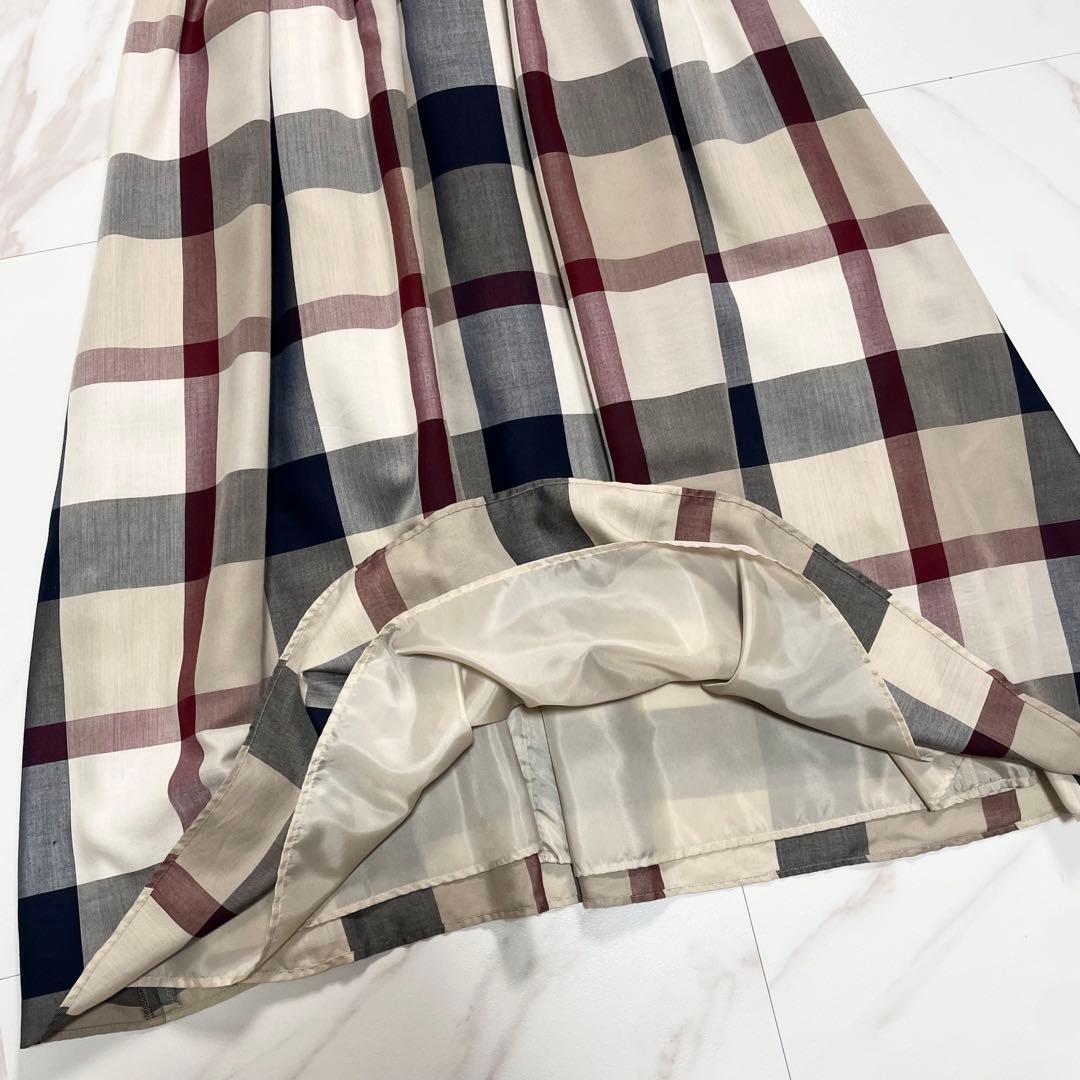 ブルーレーベルクレストブリッジチェックドレープツイルニットコンビマキシワンピース