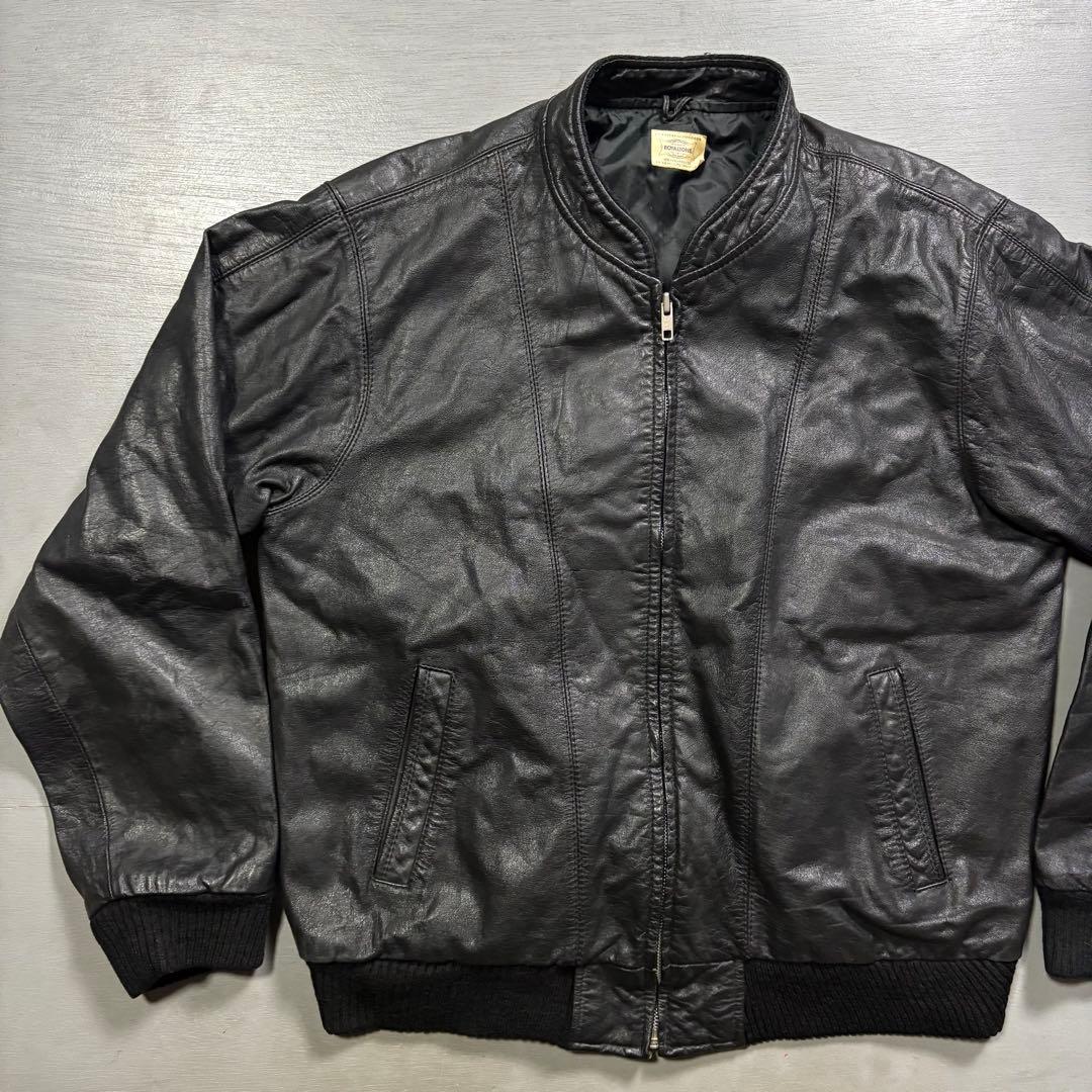 vintage レザージャケット　ブルゾン　ma-1 短丈　本革オールレザー　M