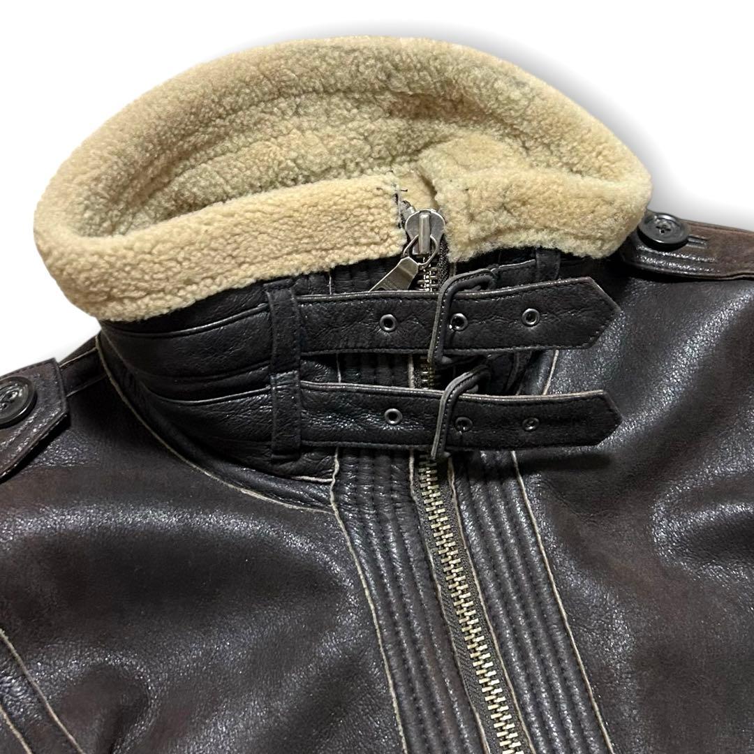 割引済！バーバリー ブラック レーベル リアル ムートン B-3レザージャケット